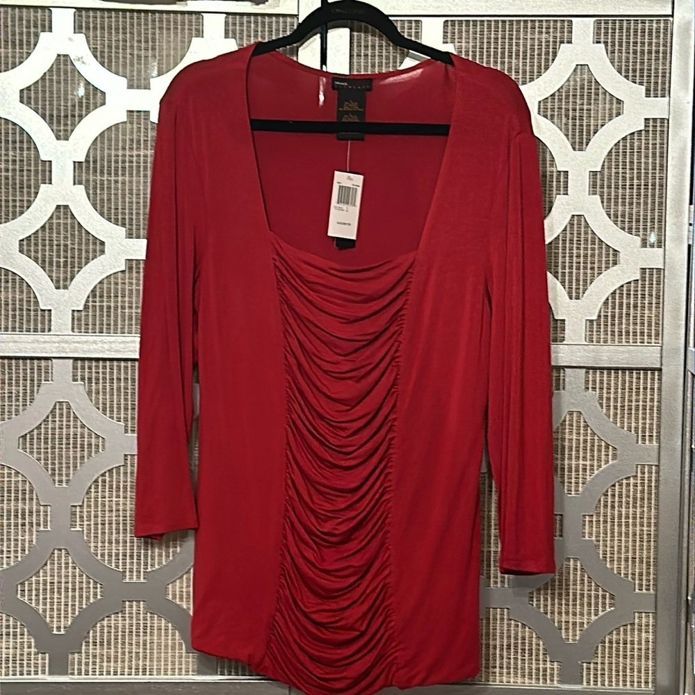 NWT Women’s 3/4 sleeved red blouse size LARGE